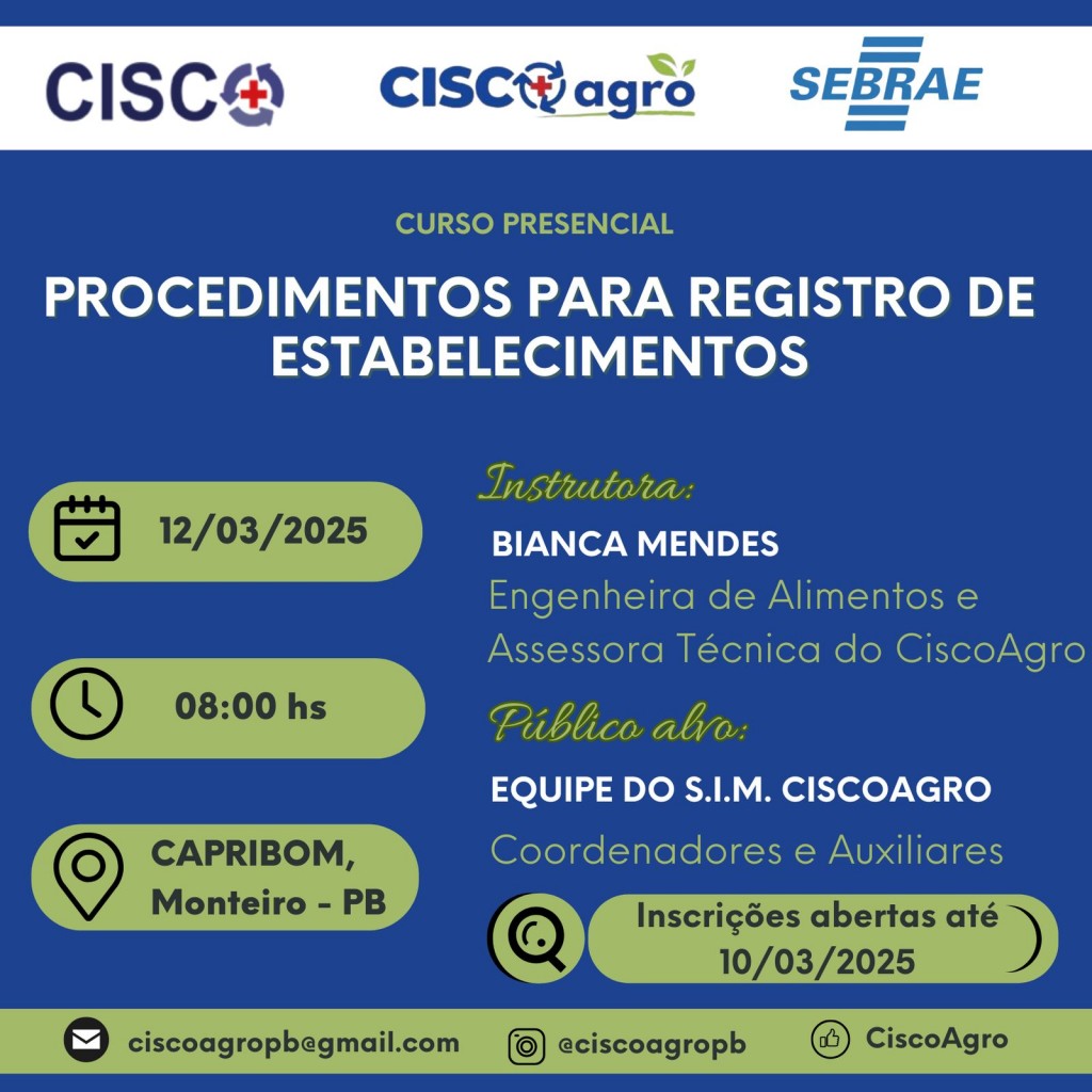 Cisco Agro oferta curso presencial sobre procedimentos para registro de estabelecimentos